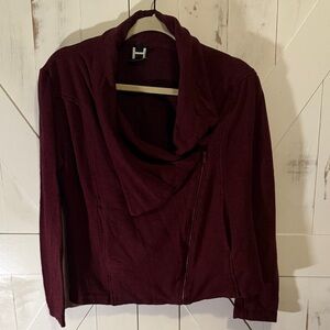 Elevated side zip draped front sweater